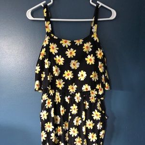 Sunflower pants romper